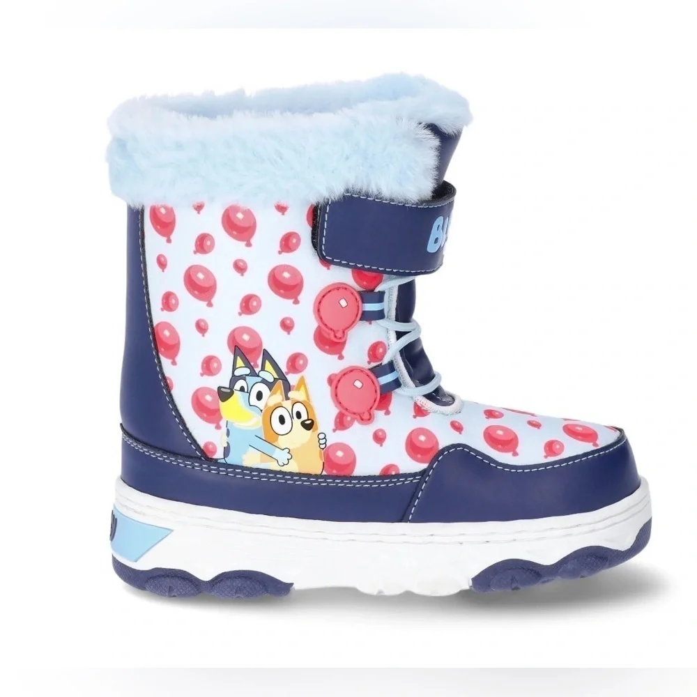 Bluey Toddler Kids Winter Boots with Faux Fur Trim size 9
